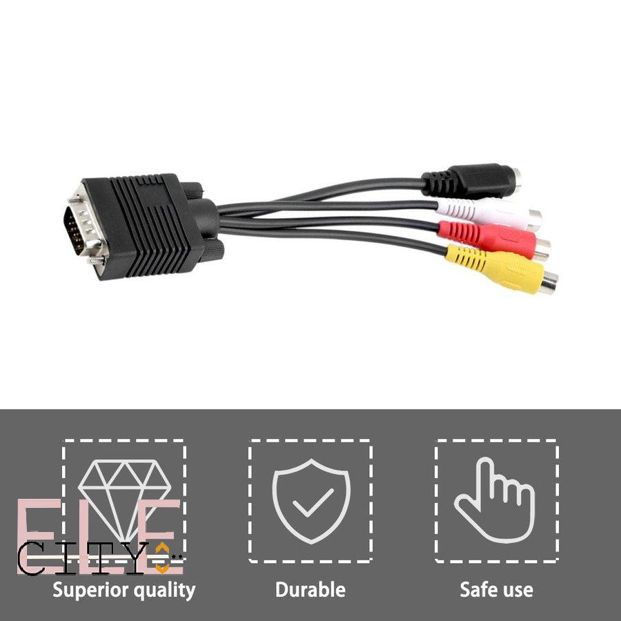 107ele New Vga To Video Tv Out S-Video Av And 3 Rca Female Adapter