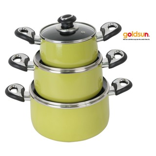 Bộ nồi nhôm vung kính goldsun ac11-3106ag