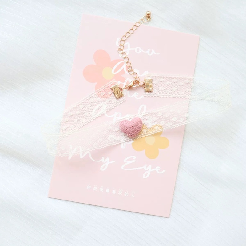 Vòng Cổ choker Màu Hồng Dễ Thương Phong Cách Hàn Quốc