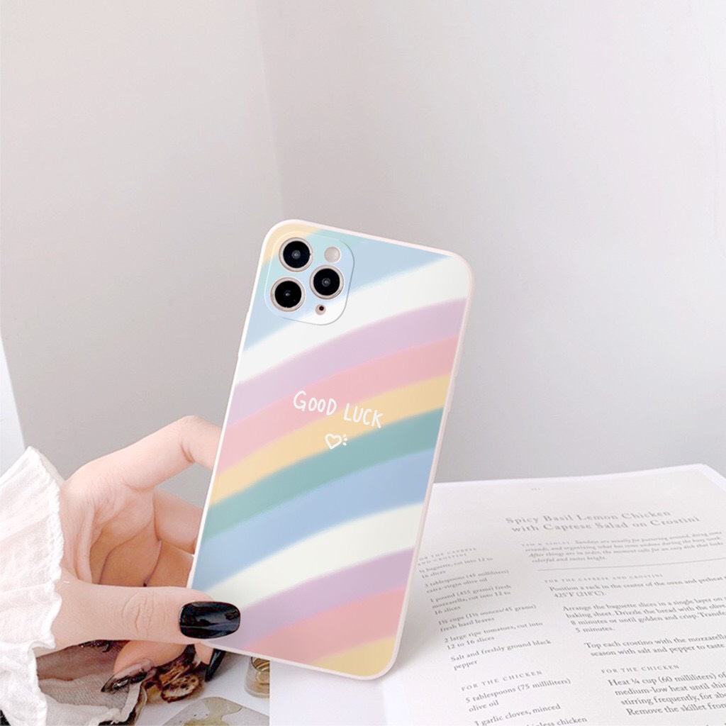 Ốp lưng iphone hình cầu vồng may mắn C06 cạnh vuông bảo vệ camera 7plus/8plus/x/xs/xsmax/11/12/13/14/promax/pro