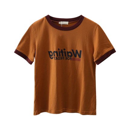 Áo Thun Tay Ngắn Cổ Thuyền In Chữ Thời Trang Hè Cá Tính Cho Nữ