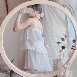 VÁY TẦNG HỞ LƯNG CỔ YẾM