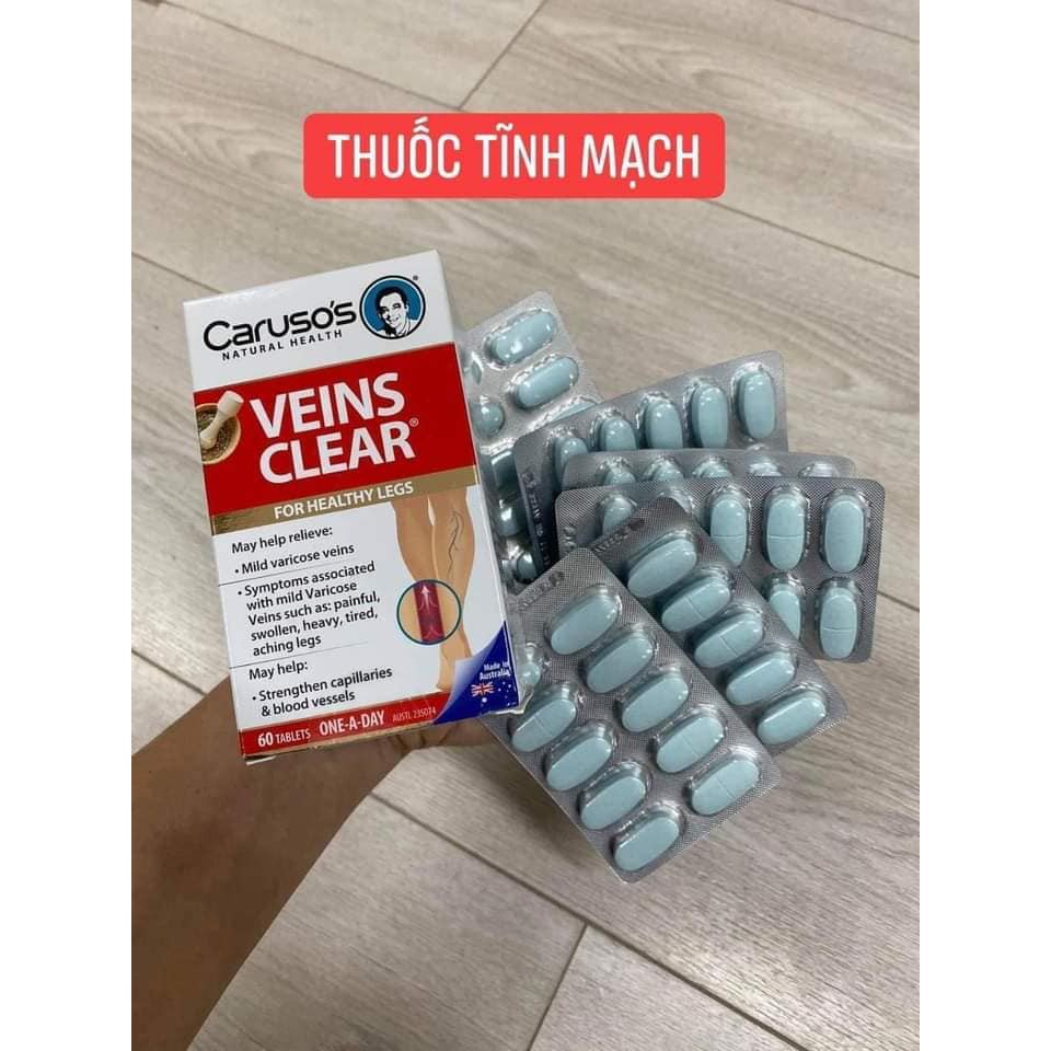 Viên uống giãn tĩnh mạch Carusos Veins Clear 60 viên của Úc