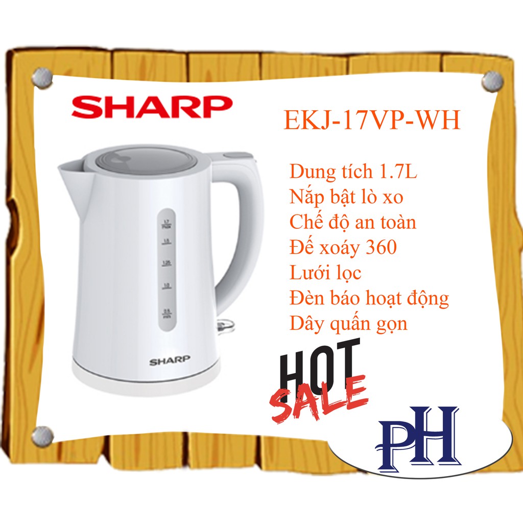 Bình đun siêu tốc Sharp EKJ-17VP-WH 2200W 1.7L (Trắng)