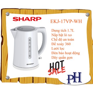 Bình đun siêu tốc sharp ekj-17vp-wh 2200w 1.7l