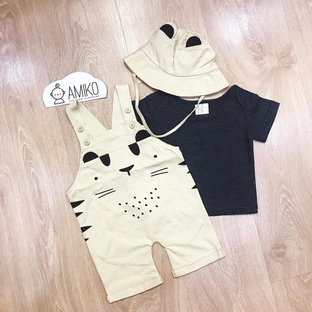 Set Quần Yếm Hổ cho bé trai kèm áo phông 2 chi tiết HM xuất xịn (KÈM MŨ)