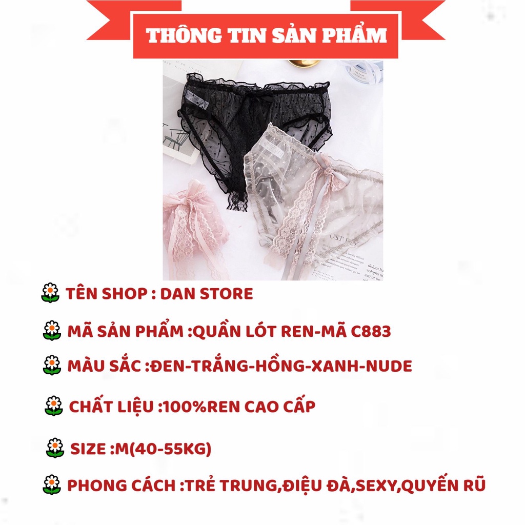Quần Lót Nữ - Quần Lót Ren Nữ Sexy thiết kế mềm mại chấm bi đính nơ sexy DAN STORE MÃ C883