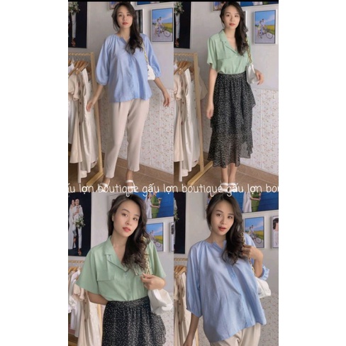 áo sơ mi đũi lụa mở cúc vintage ảnh thật