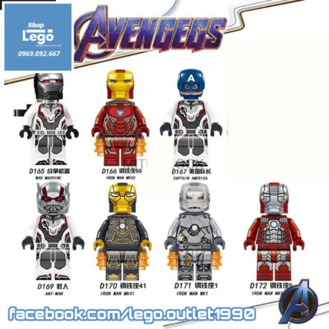 Xếp hình Iron man Captain America MK5 MK1 MK41 MK50 Ant Man Avengers Endgame Lego Minifigures Lele D165 d172