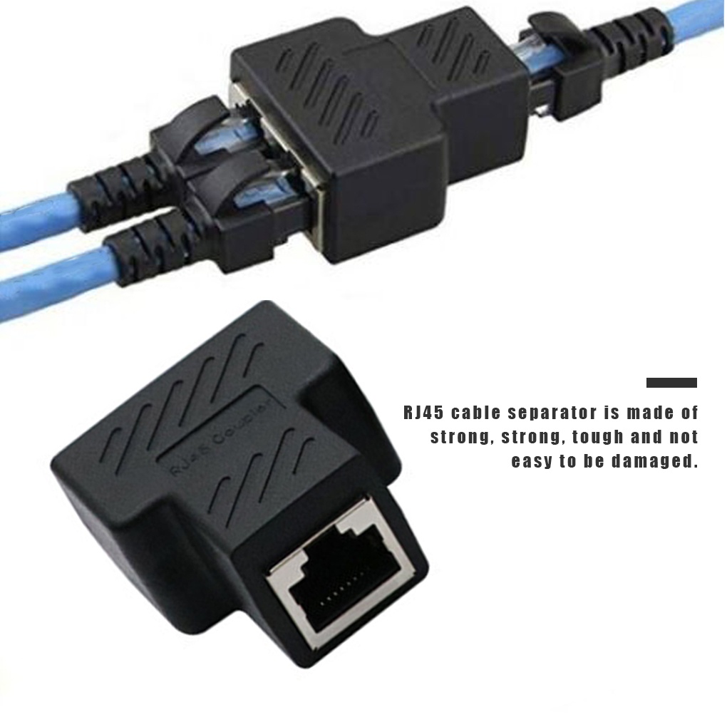 Internet Splitter Dual Port Ethernet Adapter High Speed Internet Plastic Port Distributor for Home Office