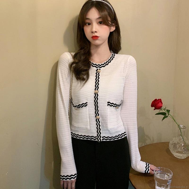 Áo cardigan tay ngắn cổ tròn kiểu dệt kim sành điệu cho nữ | BigBuy360 - bigbuy360.vn