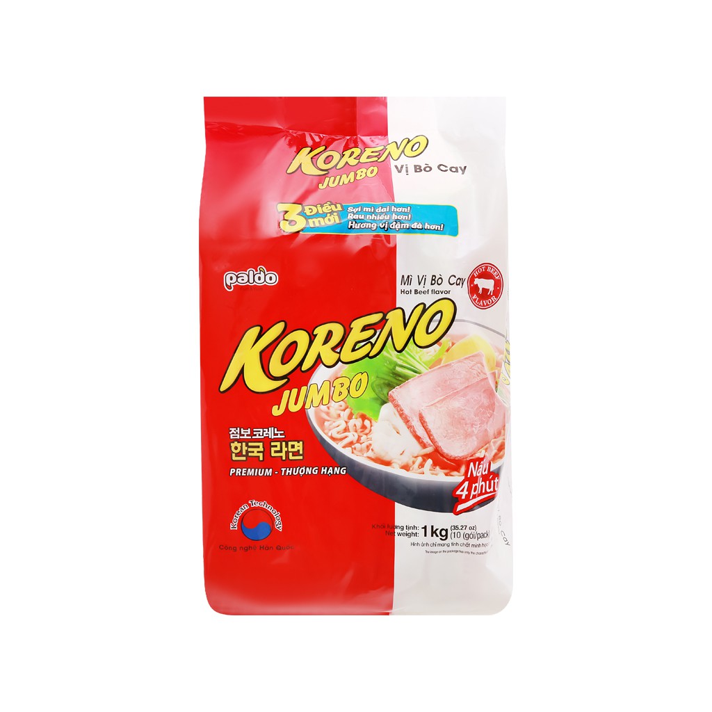 Combo 5 Gói Mì Koreno Jumbo Hàn Quốc Gói 100G .