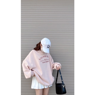 Áo nỉ sweater hồng phấn Strawbery