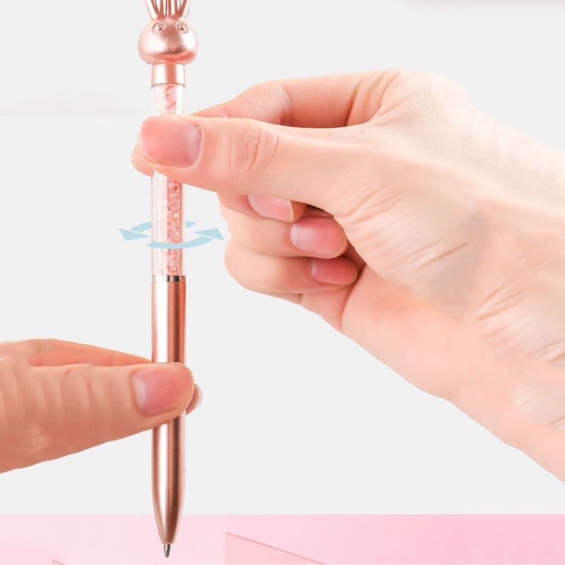 1 Bút Bi Hình Thỏ / Hươu Đính Kim Cương Giả Dễ Thương