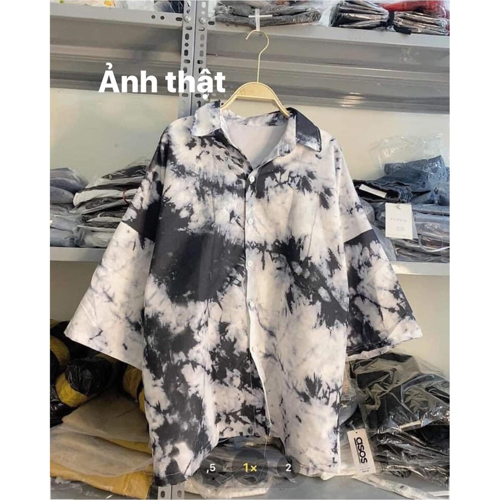 [Mã FAMAYWA giảm 10K đơn 50K] Áo Sơ Mi Loang Đen Form Rộng Tay Lỡ | BigBuy360 - bigbuy360.vn
