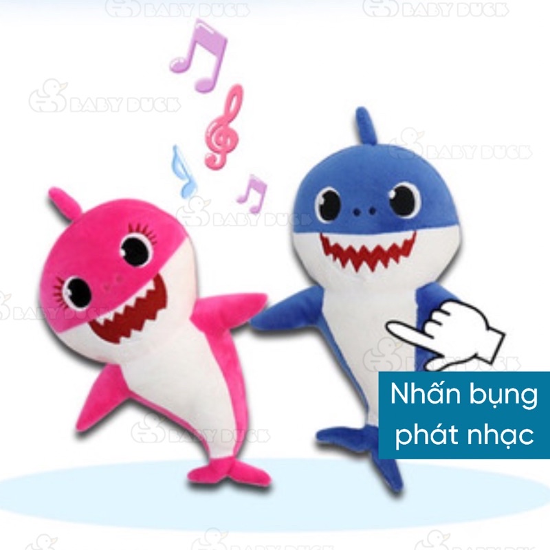 Thú bông cá mập Baby Shark có đèn và nhạc bài baby shark, thú nhồi bông cho bé ms3745