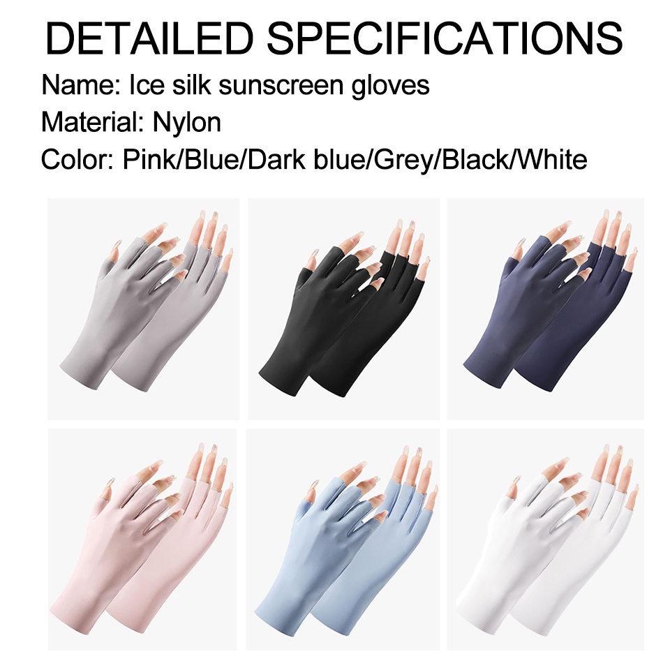 Găng tay thể thao hở ngón chống tia UV siêu nhẹ thông thoáng cho nữ