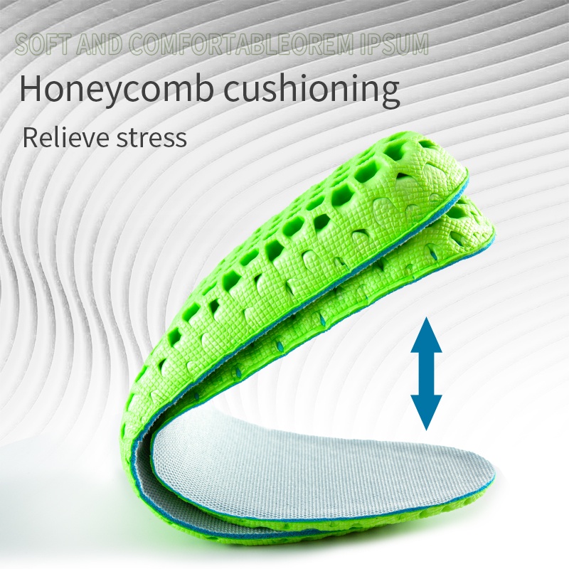 Hàng Có Sẵn! Đế Lót Giày Tăng Chiều Cao 1 / 2 / 3 Cm Phối Lưới Thoáng Khí Chống Sốc Màu Sắc Xanh Lá Dành Cho Nam Và Nữ