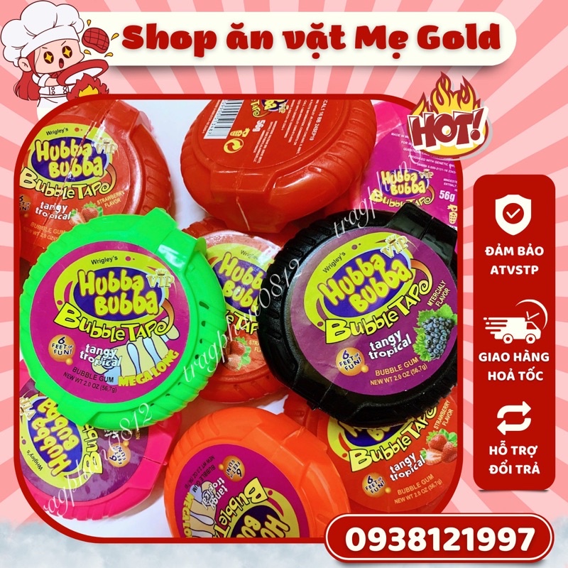 Kẹo cao su cuộn Hubba Bubba, kẹo gum kéo
