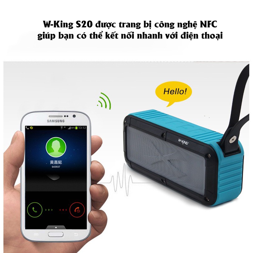 Loa Bluetooth W-King S20 thể thao kháng nước kháng bụi IPX6 - Hàng chính hãng