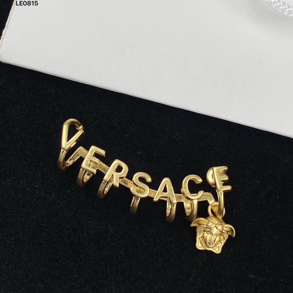 Khuyên Tai Kẹp Tai Versace Chữ Đơn Giản Cổ Điển Thời Trang Mới Cho Nữ