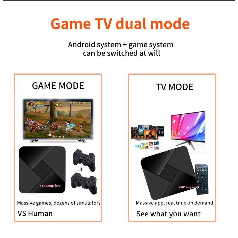 Máy chơi trò chơi video 4K -ULtraHD- Android TV- BOX 3D chơi game PS1,.. tích hợp 5600 Trò chơi với điều khiển không dây