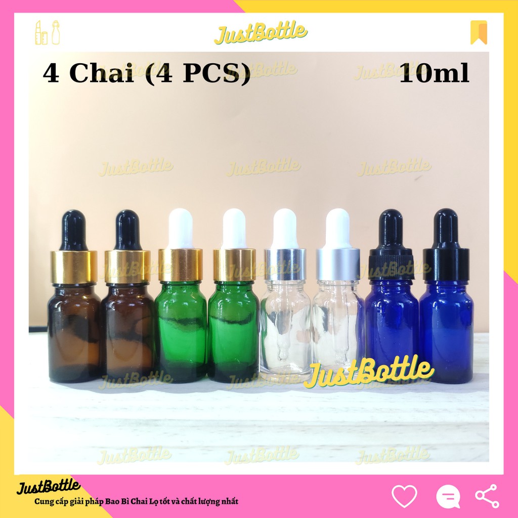 LỌ CHIẾT SERUM 10ml bóp nhỏ giọt TRONG NÂU XANH DƯƠNG XANH LÁ/CHAI ĐỰNG TINH DẦU THỦY TINH đựng MỸ PHẨM