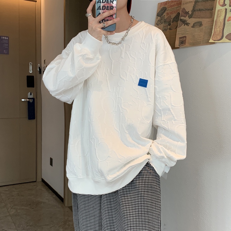 Áo Sweater Cổ Polo Dáng Rộng Phong Cách Thời Trang Hàn Quốc Cho Nam Giới bigsize simple unisex áo dài tay top