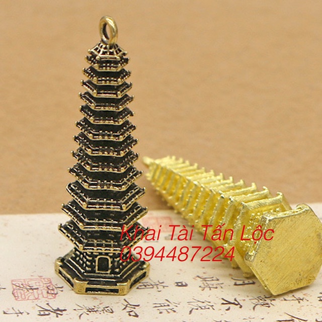 Móc khoá tháp Văn Xương 13 tầng bằng đồng cầu đỗ đạt , thăng tiến