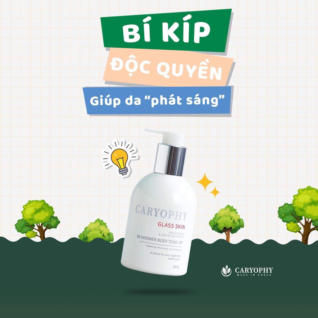 Kem Dưỡng Trắng Da Body Caryophy 3 in 1 Glass skin in Shower Body Tone Up 300g | BigBuy360 - bigbuy360.vn