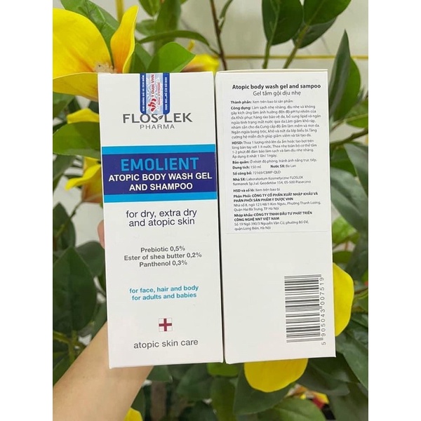 Gel tắm gội Floslek Emolient Atopic Body Wash Gel and Shampoo Cho Da Viêm Da Cơ Địa, Da Khô