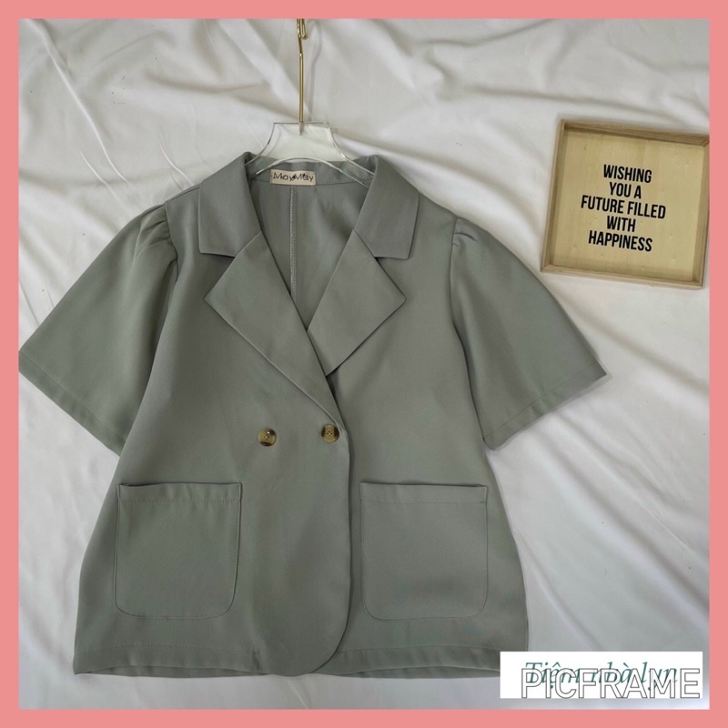 Áo blazer cộc tay dáng ngắn / Áo vest kiểu dáng ngắn tay bồng | BigBuy360 - bigbuy360.vn