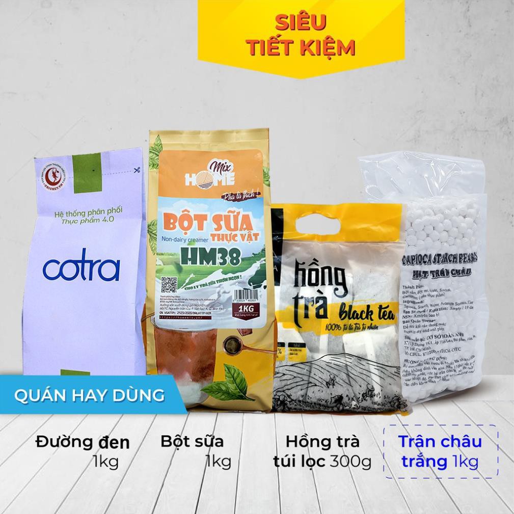 COMBO TRÀ SỮA SIÊU TIẾT KIỆM ( Hồng trà  delite+ Bột sữa HM38 + Trân châu + Đường đen)