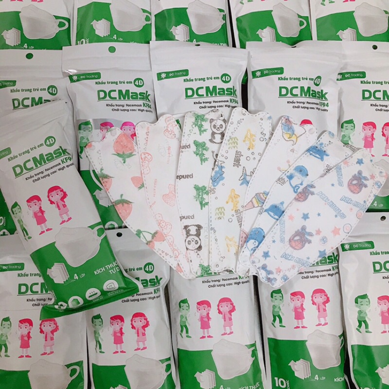 [3-8 Tuổi] Khẩu trang y tế trẻ em 4D KF94 4 lớp kháng khuẩn Hàn Quốc 10Chiếc/Túi. Chính hãng TT Mask 3D CT N95 KN95 Land