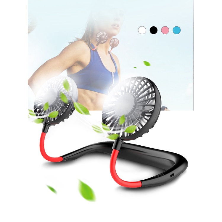 Quạt USB Mini Đeo Cổ Rảnh Tay 3 Tốc Độ Tùy Chỉnh Kèm Sạc Tiện Dụng Cho Gia Đình / Văn Phòng
