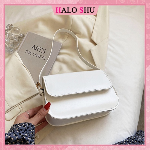 Túi cắp nách, túi đeo chéo da trơn basic dáng vuông size 20 phù hợp đi chơi HALO SHU mã BS002