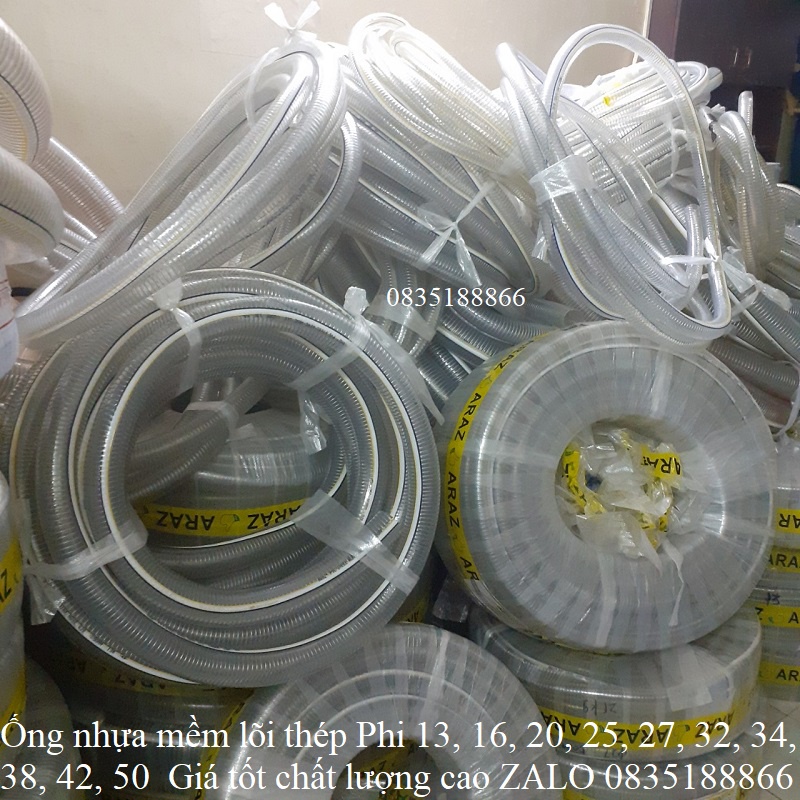 Ống nhựa mềm lõi thép phi 27mm. Ống chuyên dẫn nước nóng, thực phẩm sạch, xăng dầu, hoá chất.