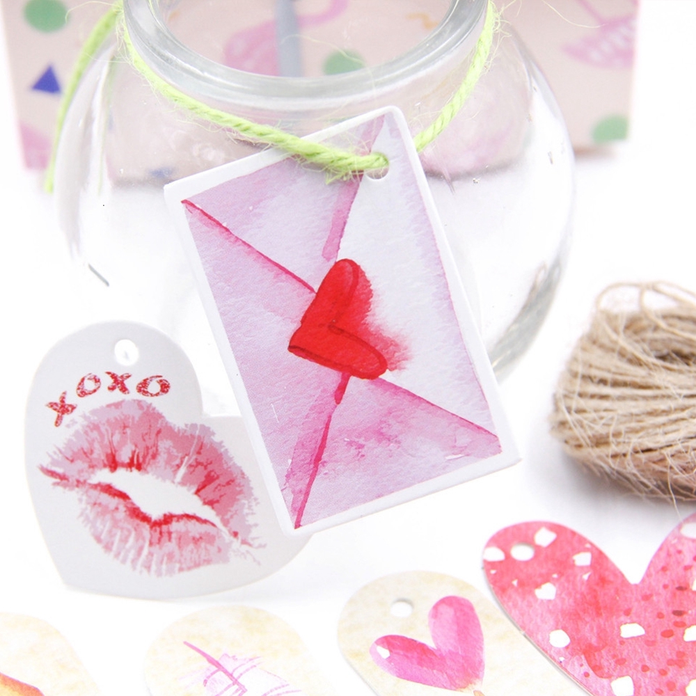 50 thẻ treo bằng giấy kraft hình trái tim cho quà tặng