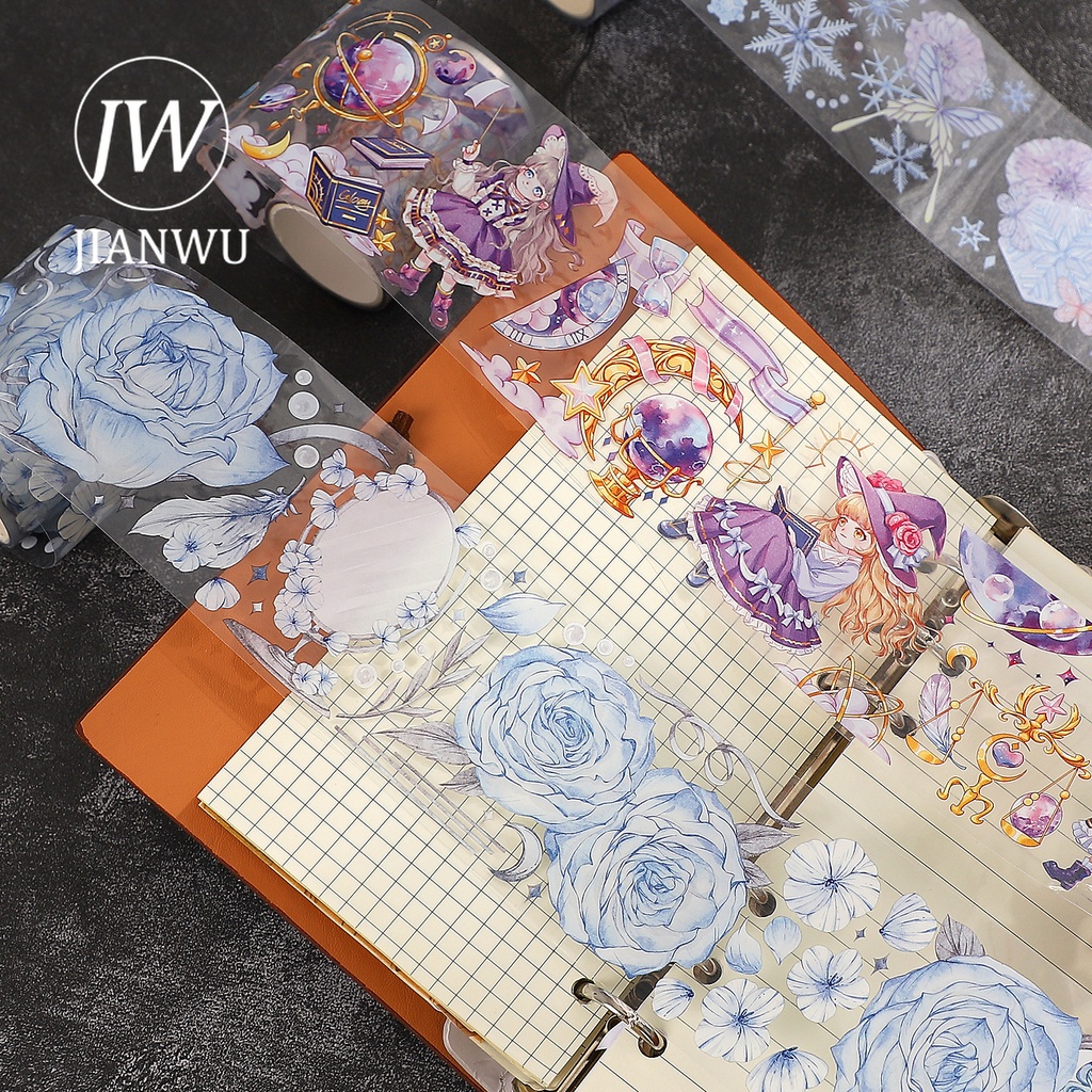 Cuộn Băng Keo Washi 200cm Họa Tiết Dễ Thương Trang Trí Sổ Tay