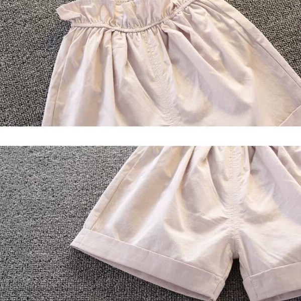 Bộ Đồ Áo Thun Cotton + Quần kaki chun màu Be Cá Tính Cho Bé Gái m 22