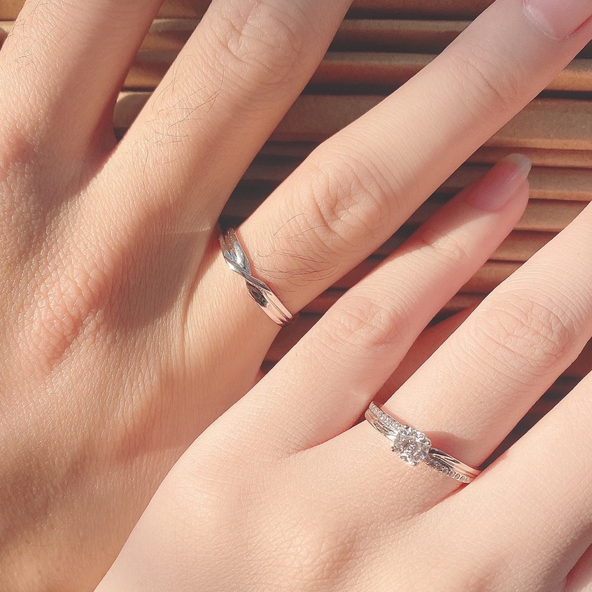 Nhẫn đôi bạc nam nữ Twist Love gắn đá freesize, nhẫn cặp bạc tình yêu nam nữ cao cấp - Cam kết chuẩn bạc - 𝐓𝐔𝐍𝐀 𝐒𝐈𝐋𝐕𝐄𝐑