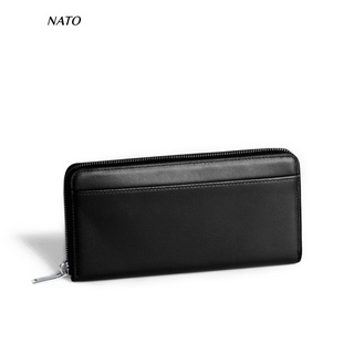 Bóp Ví Dài Da Nam Nữ LEO Da Bò Thật Cao Cấp Khóa Kéo Đựng Thẻ Điện Thoại Đẹp Sang Trọng Màu Đen Cầm Tay Bóp Đầm NATO