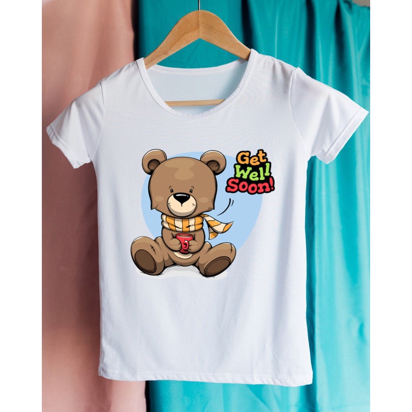 áo thun nữ bé gái mẹ và bé áo phông tay ngắn cổ tròn chất cotton co giản hình gấu dễ thương