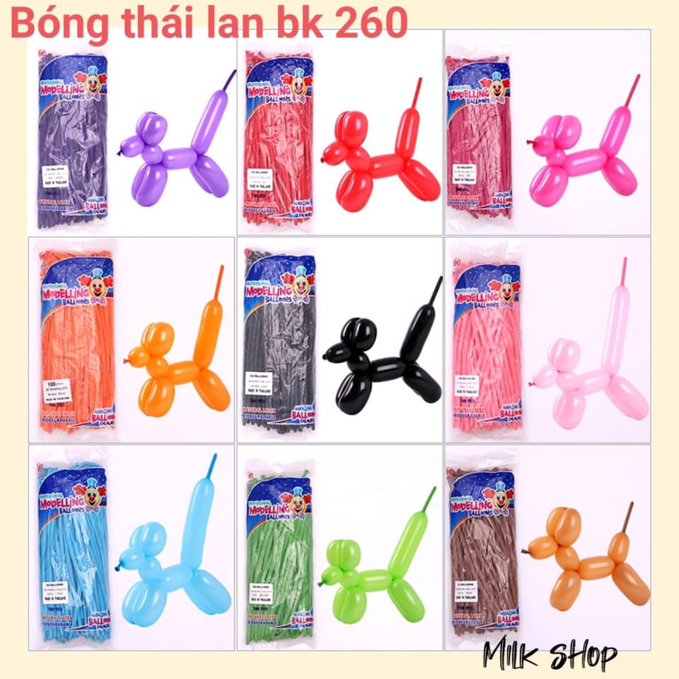 Sỉ Bong Bóng bay tạo hình đẹp Thái Lan vặn hình nghệ thuật (100 quả chọn màu)