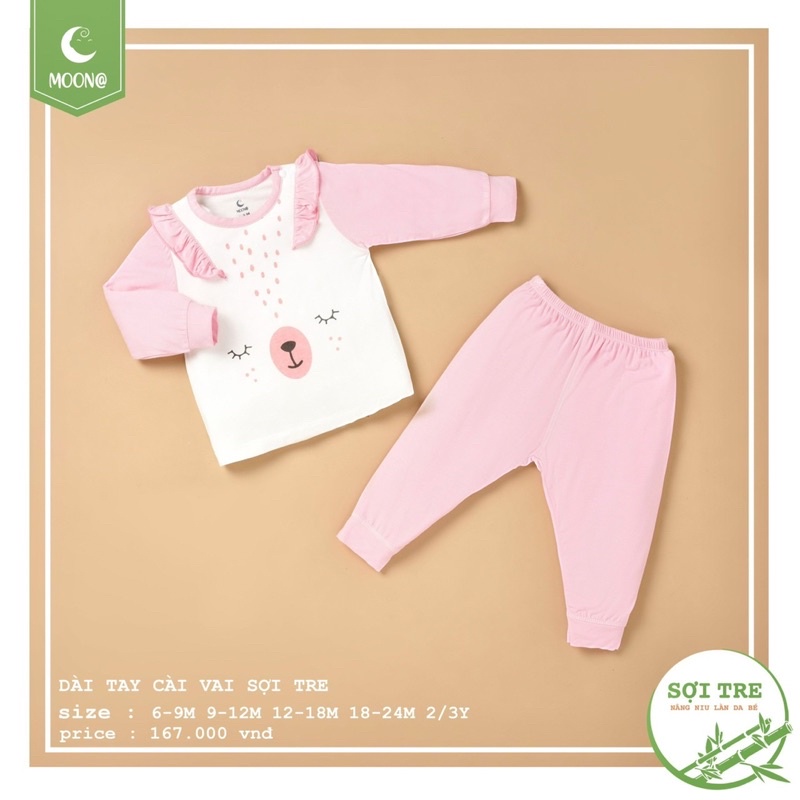 Bộ cài vai dài tay moon@ vải petit cho bé trai/bé gái