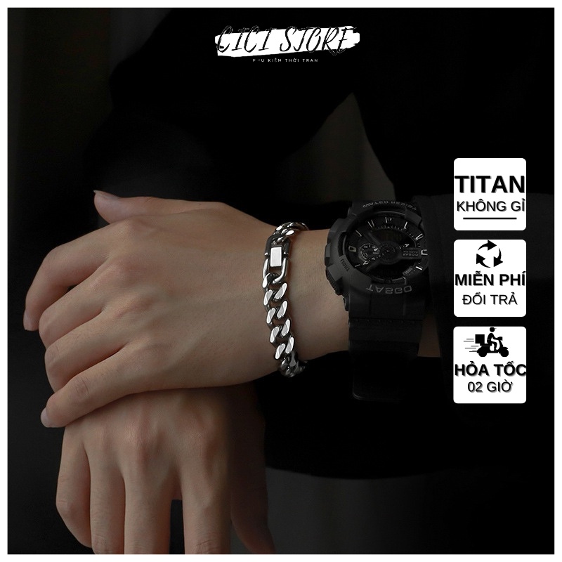 Vòng Đeo Tay Nam Nữ Thép Titan Không Gỉ Xích Cuban 10mm Basic CICI