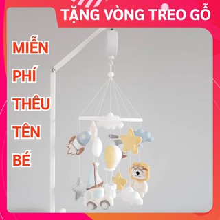 [TẶNG BẢNG TÊN BÉ & VÒNG TREO] Đồ chơi treo nôi cho bé kích thích thị giác ảnh thật, có nhạc tự xoay SƯ TỬ BAY