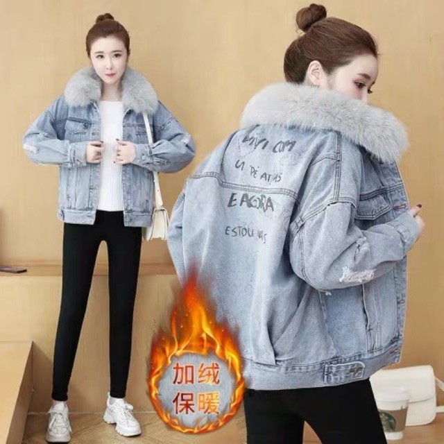 Áo khoác bò lót lông hàng quảng châu cao cấp