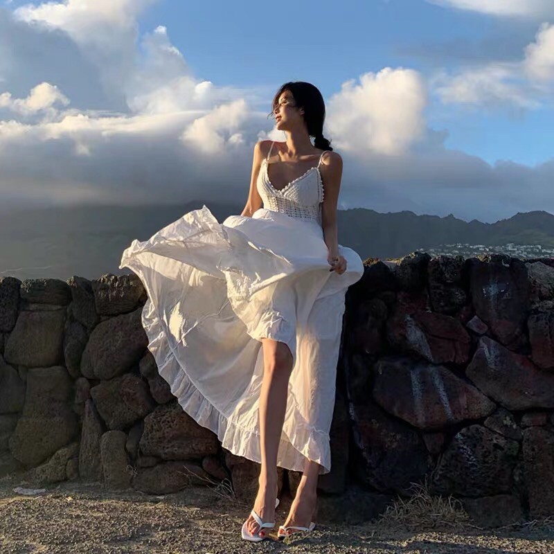 váy hai dây nơ lưng