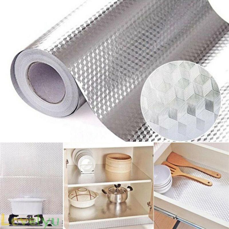 1 cuộn giấy dán PVC lá nhôm chống nước chống dầu cho tường/tủ nhà bếp